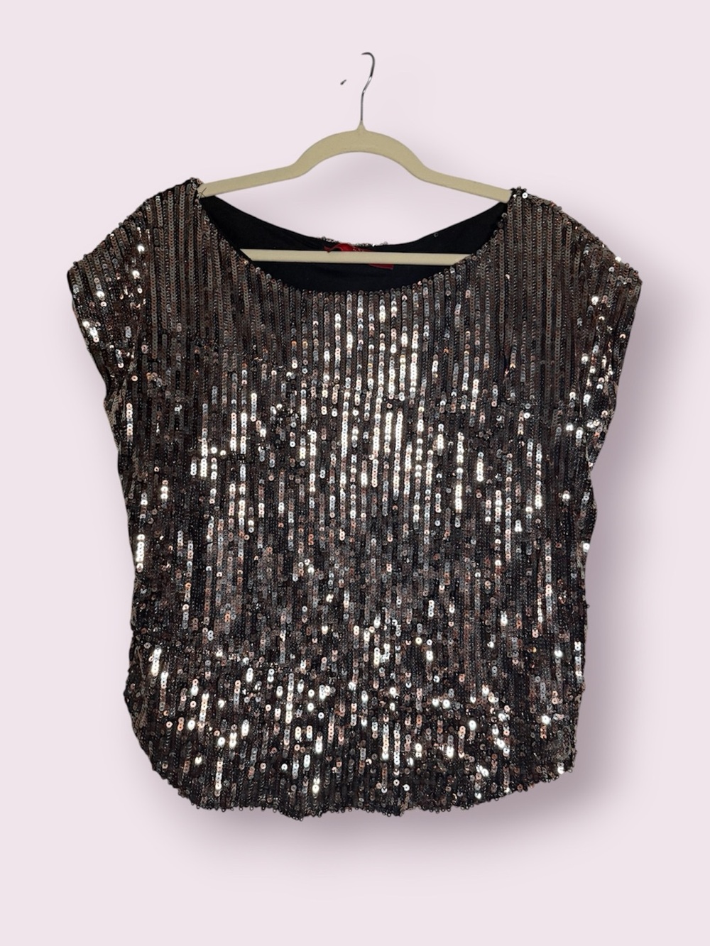 AKIRA Red Label Silver Bronze Sequin Top Size Small